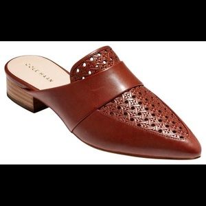 Cole Haan Brown Marlee Woven Leather Mules/Slides